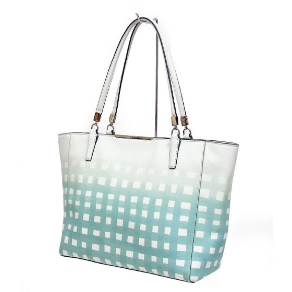 Coach Madison Gingham East West Tote Bag White